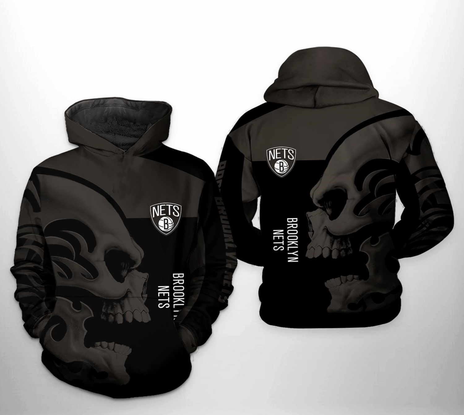 Brooklyn Nets Nba Skull Team 3D Hoodie To Show Off Your Spirit