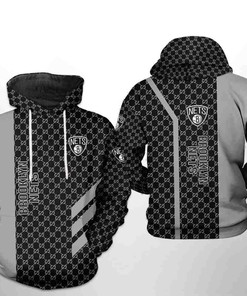 Brooklyn Nets Nba Team Pattern Mix 3D Hoodie For Style And Comfort