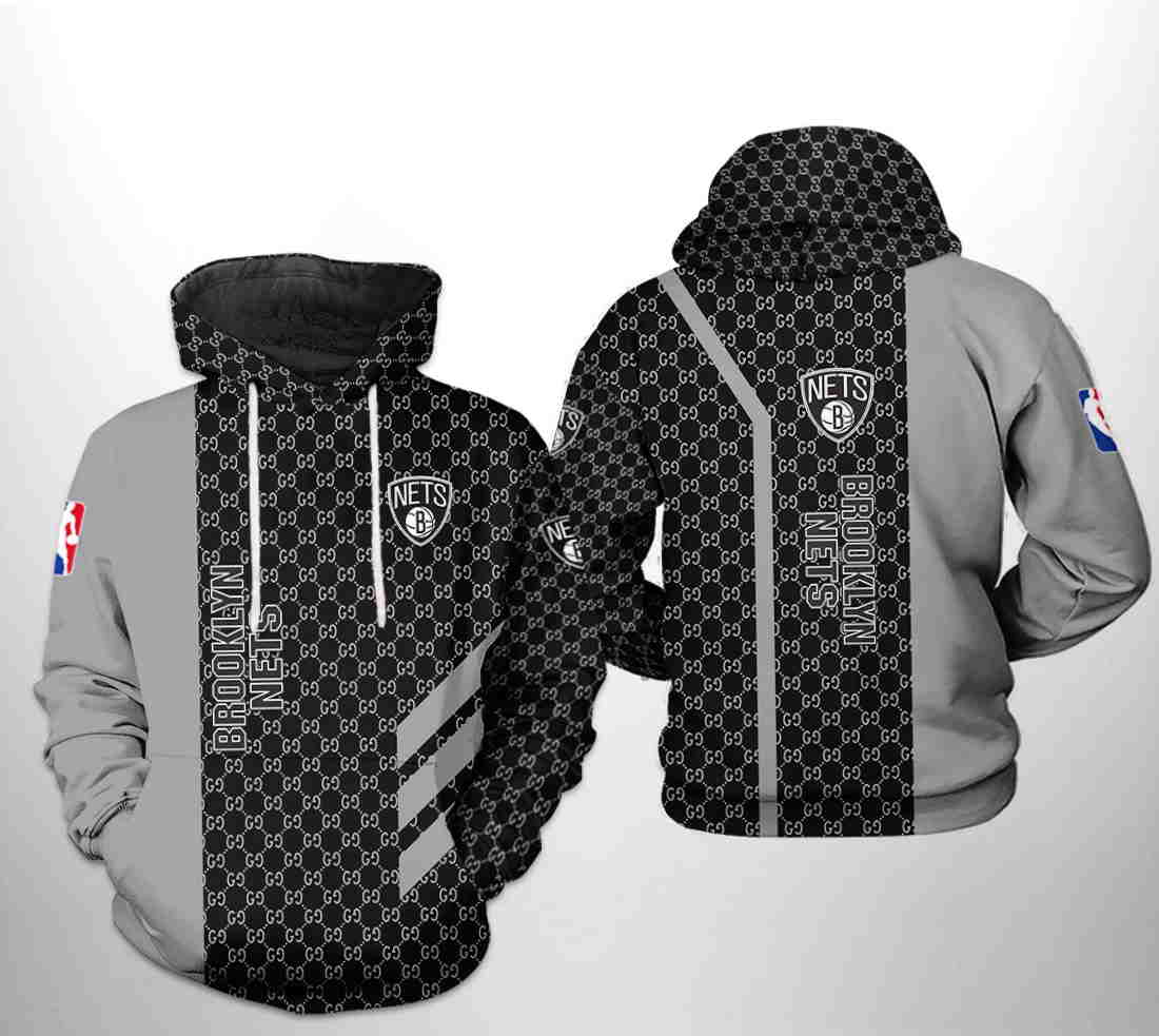 Brooklyn Nets Nba Team Pattern Mix 3D Hoodie For Style And Comfort