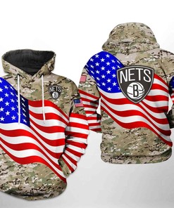 Brooklyn Nets Nba Us Flag Camo Veteran Team 3D Hoodie Perfect For Patriotic Occasions