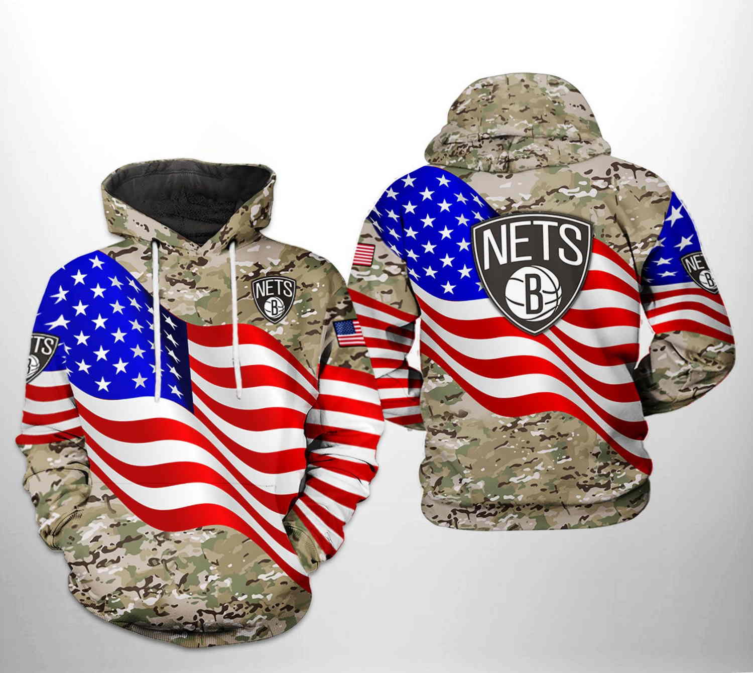 Brooklyn Nets Nba Us Flag Camo Veteran Team 3D Hoodie Perfect For Patriotic Occasions