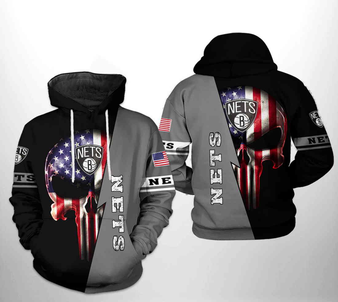 Brooklyn Nets Nba Us Flag Skull Team 3D Hoodie For Ultimate Fans