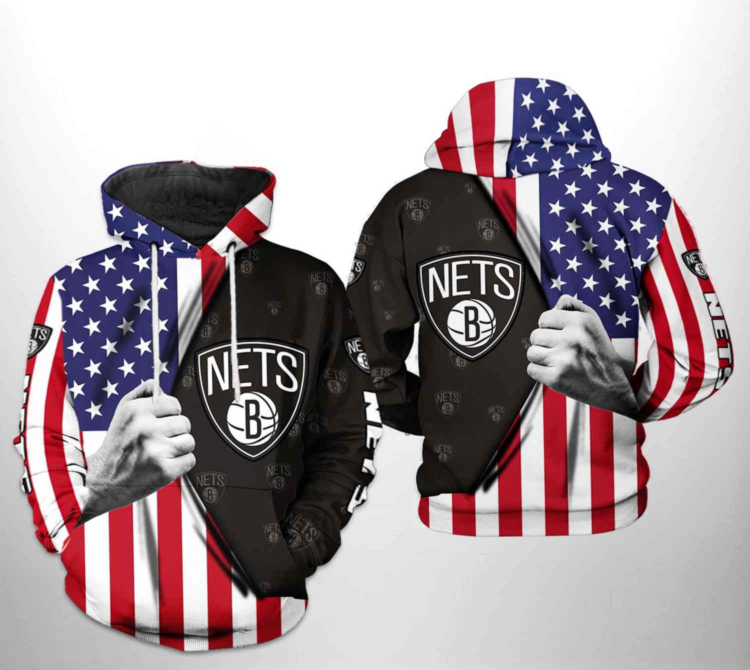 Brooklyn Nets Nba Us Flag Team 3D Hoodie Perfect For Game Day