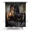 Brown And Black Horses Rustic Waterproof Shower Curtain
