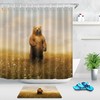 Brown Bear Grass Land Landscape Fabric Bath Curtain For Bathroom