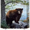 Brown Bear In The Forest Shower Curtain - Artistic Fabric Bathroom Decor