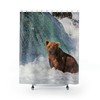 Brown Bear In The River Gift Shower Curtain For Animal Lover