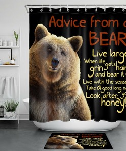 Brown Bear Inspirational Words Shower Curtain - Bring Positivity To Your Bathroom