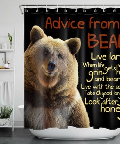Brown Bear Inspirational Words Shower Curtain - Bring Positivity To Your Bathroom