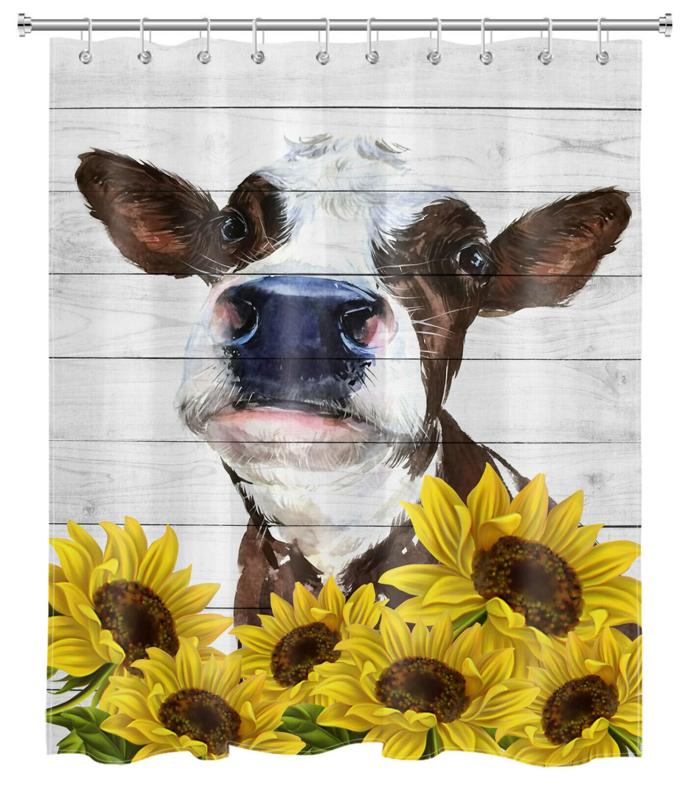 Brown Cow Shower Curtain For Farmhouse Bathroom Decor - Image 2