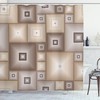 Brown Cubic Square Geometric Pattern Shower Curtain For Modern Bathroom Decor
