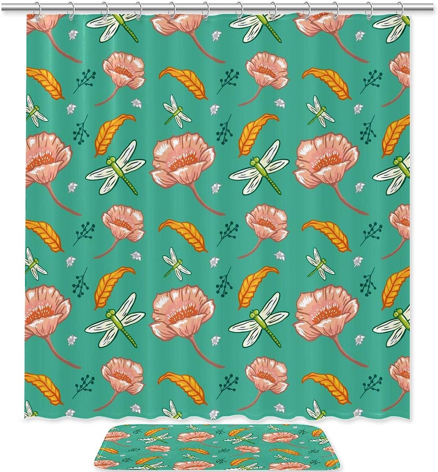 Brown Deer Pattern Animal Bathroom Set With Waterproof Fabric Shower Curtain