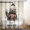 Brown Get Naked Bear Funny Animal Bathroom Shower Curtain for a Playful Rustic Bathroom