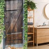 Brown Green Small Spanish Style Dark Stained Wood Door Secret Garden Shower Curtain