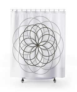 Brown Grey Geometric Circles Shower Curtain For Minimalist Bathroom Decor