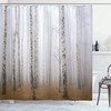 Brown Ivory Morning Mist In Autumn Birch Grove Forest Print Shower Curtain