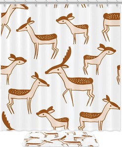 Brown Leopard Silhouette Bathroom Set With Waterproof Fabric Shower Curtain