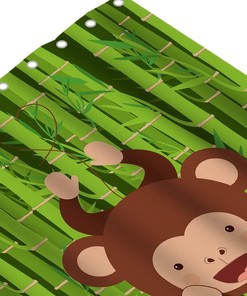 Brown Monkey Hanging Ape Bamboo Green Tree Cute Monkey Shower Curtain for Bathroom Decor