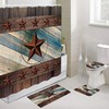 Brown Primitive Bathroom Curtains 4 Set With Country Stars Design