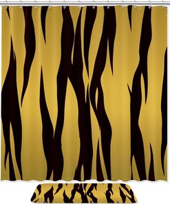 Brown Tiger Waterproof Fabric Shower Curtain For Bathroom Decor