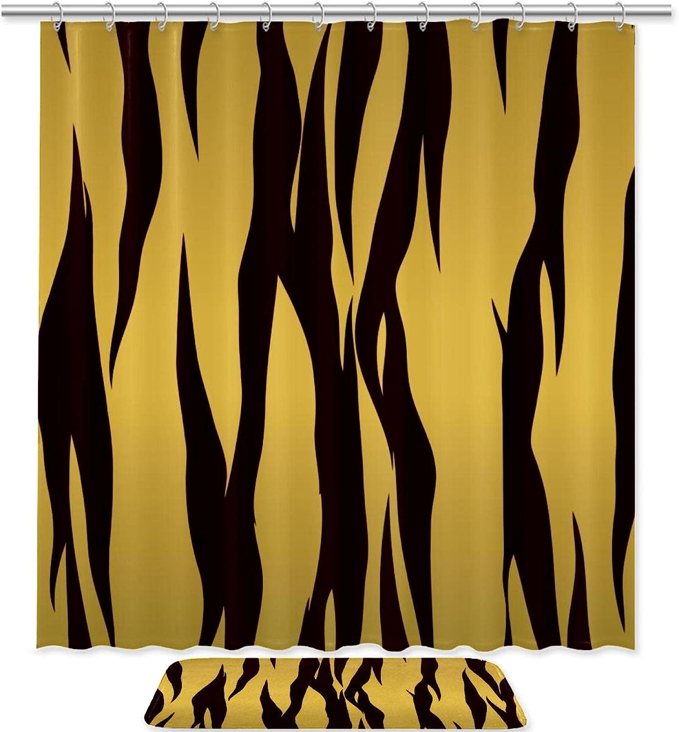 Brown Tiger Waterproof Fabric Shower Curtain For Bathroom Decor