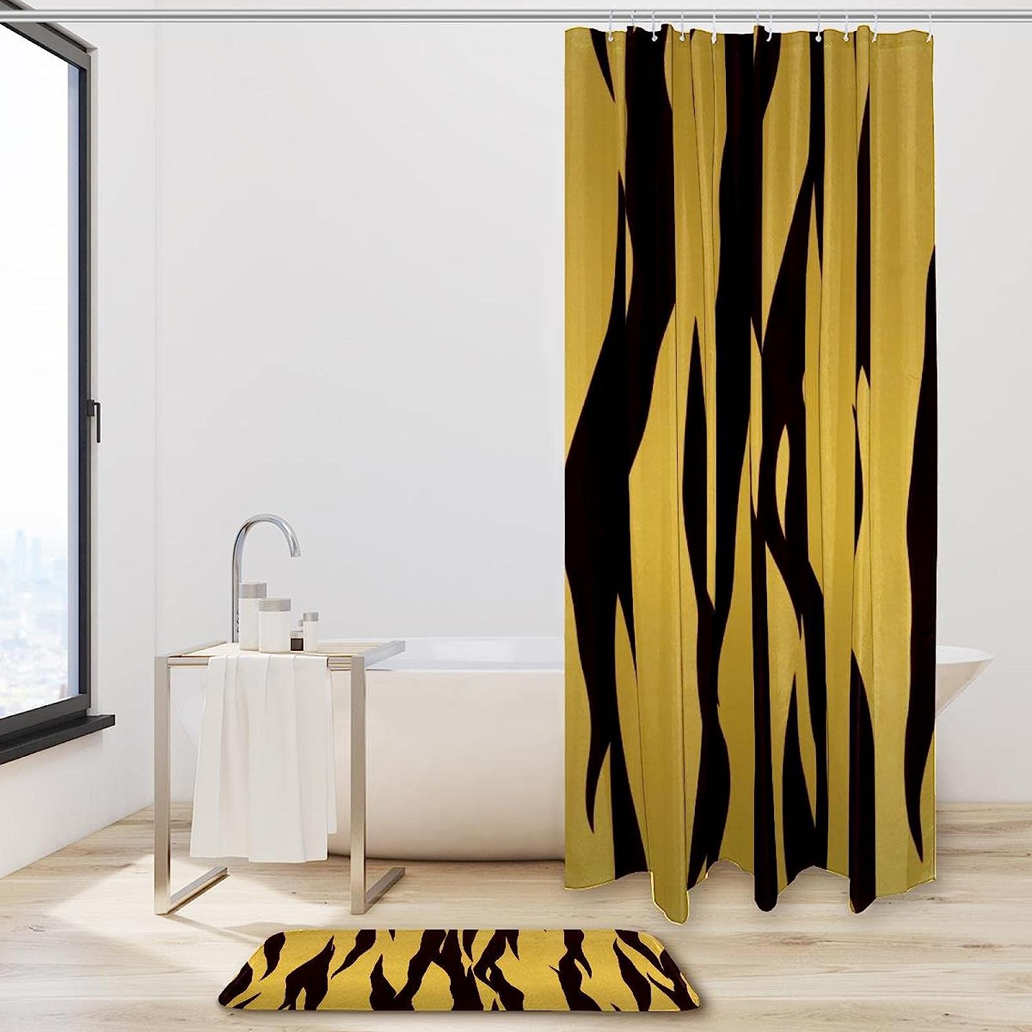 Brown Tiger Waterproof Fabric Shower Curtain For Bathroom Decor - Image 2