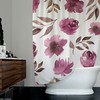 Brown White Watercolor Boho Shower Curtain With Mauve Pink Roses Print