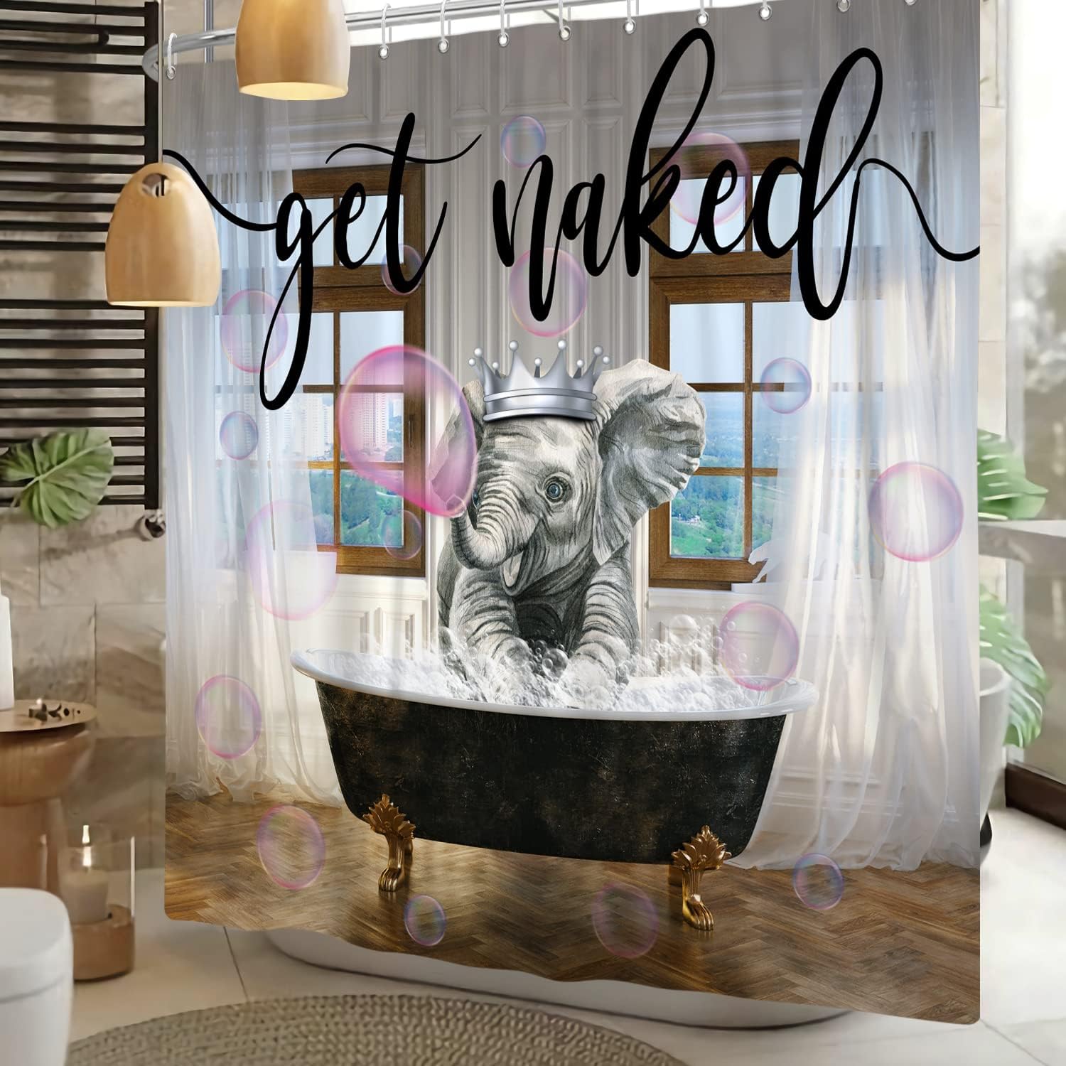 Bubble Elephant Shower Curtain for Cute & Lively Bathroom Decor