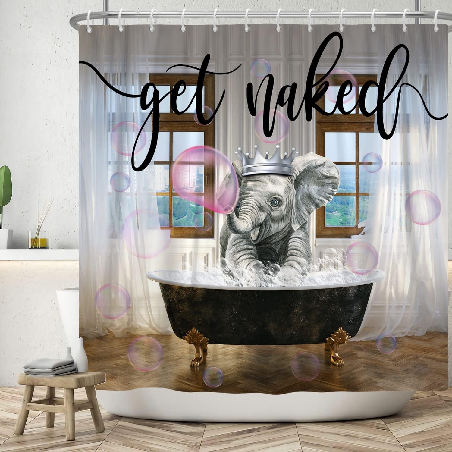 Bubble Elephant Shower Curtain for Cute & Lively Bathroom Decor