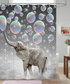 Bubbling Elephant Shower Curtain For Kids Bathroom Decor, Playful And Fun Bath Curtains, Cute Bathroom Accessories