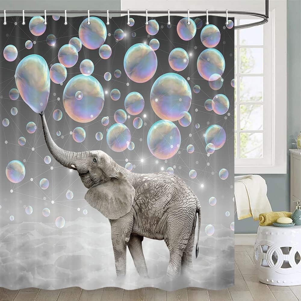 Bubbling Elephant Shower Curtain For Kids Bathroom Decor, Playful And Fun Bath Curtains, Cute Bathroom Accessories - Image 2