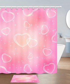 Bubbly Pink Heart Shower Curtain Fabric for a Vibrant Bathroom