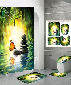 Buddhist Mood Butterfly Shower Curtain For Bathroom