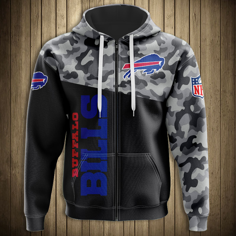 Buffalo Bills Military Hoodie, All Over Print With 3D Zip Hoodie And Long Sleeve For New Season