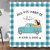 Buffalo Check Farmhouse Dog Shower Curtain, Country Style Bathroom Decor 