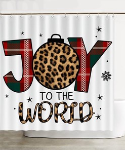 Buffalo Check Plaid Leopard Joy To The World Shower Curtain With Covome Brand
