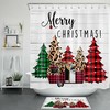 Buffalo Check Plaid Truck With Rose Flower Waterproof Fabric Shower Curtain For Valentine'S Day Bathroom Decor