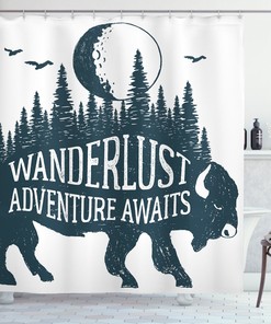 Buffalo Forest Moon Print Adventure Shower Curtain For A Rustic Bathroom