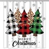 Buffalo Plaid Christmas Trees Shower Curtain for Winter Farmhouse Xmas Bathroom Decor 