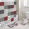 Buffalo Plaid Fabric Shower Curtain Rustic Cabin Bear Bathroom Set