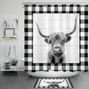 Buffalo Plaid Farmhouse Animal Highland Cow Shower Curtain For A Bold And Unique Bathroom Decor 