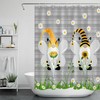 Buffalo Plaid White Daisy Gnome Shower Curtain - A Playful Addition To Your Bathroom