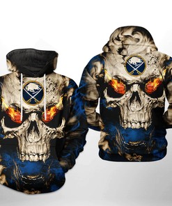 Buffalo Sabers Nhl Skull 3D All Over Print Hoodie With Zip Up Option Perfect For Ultimate Fans