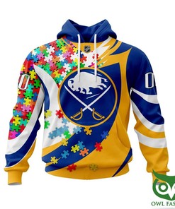 Buffalo Sabres Auti'M Awareness Custom Name Number 3D All Over Print Hoodie With Zip Up Option To Raise Awareness