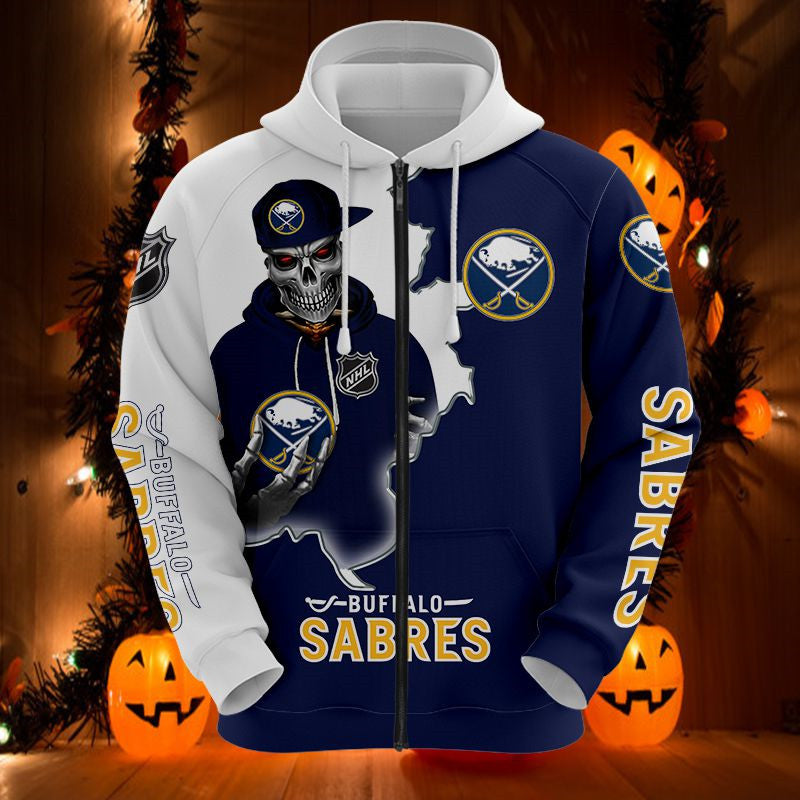 Buffalo Sabres Skull Hoodie With 3D Design, A Perfect Gift For Fans