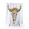 Bull Skull Shower Curtain - Farmhouse Cow Skull Bathroom Decor With Bull Skull And Rustic Prints