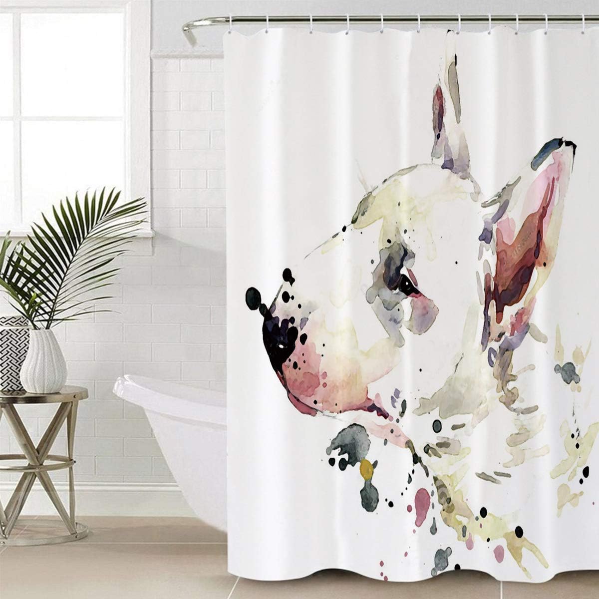 Bull Terrier Dome-Space Shower Curtain For Bathroom - Image 4