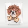 Bulldog In Slippers And Curlers Waterproof Fabric Shower Curtain