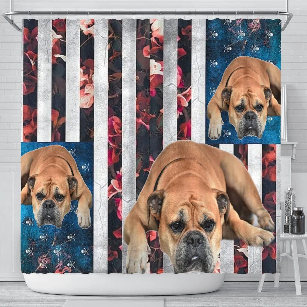 Bullmastiff Dog Print Waterproof Fabric Shower Curtain