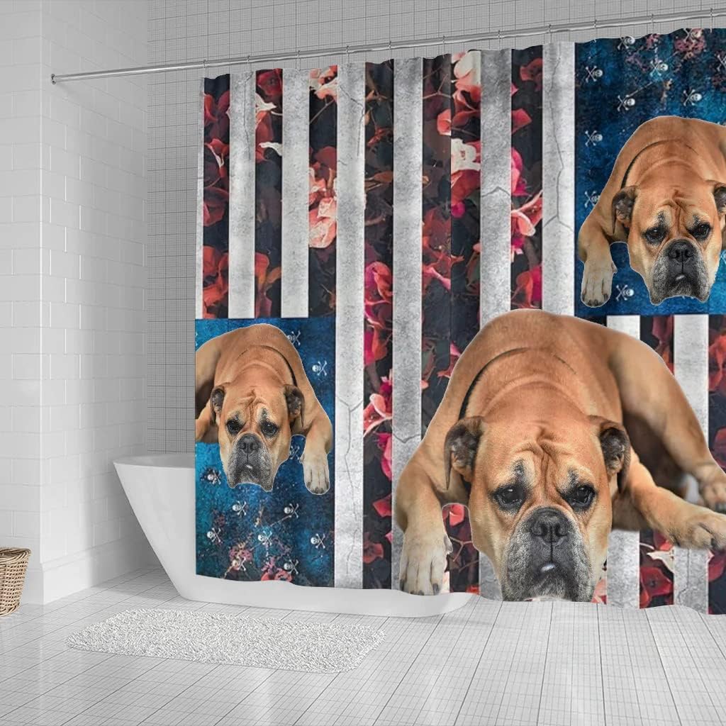 Bullmastiff Dog Print Waterproof Fabric Shower Curtain - Image 2